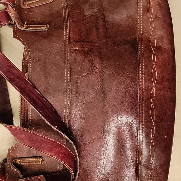 Frye Handcrafted Handbag Burgundy Vintage - Picture 9 of 12